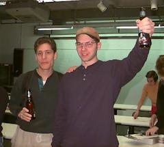 Matt and Pete, in a ceremonial toast to Sam Adams.