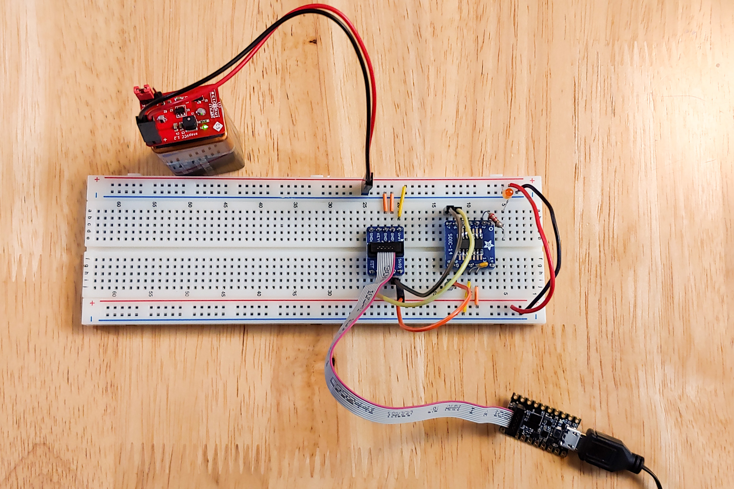 3.3V power and CMSIS-DAP debugger connected to breadboard project.